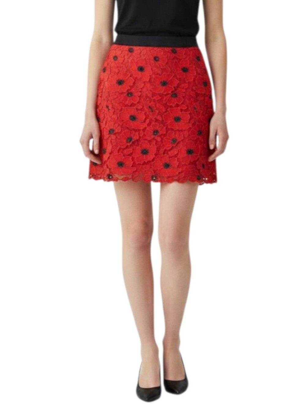 Milly Minis Poppy Red 3D Floral Lace Mini Skirt Girls Size 16 NWT Coquette